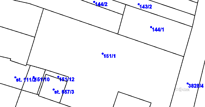 Parcela st. 151/1 v KÚ Řevničov, Katastrální mapa