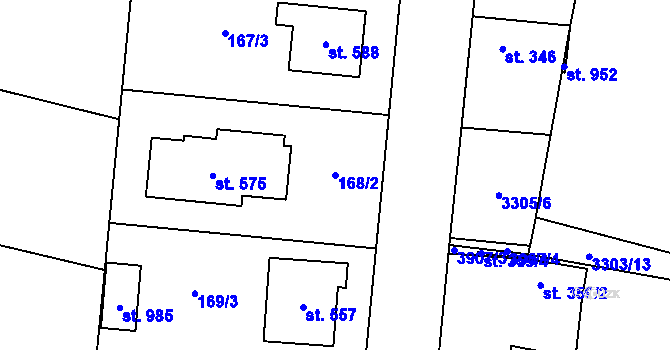 Parcela st. 168/2 v KÚ Řevničov, Katastrální mapa