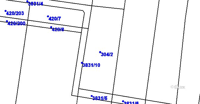 Parcela st. 304/2 v KÚ Řevničov, Katastrální mapa