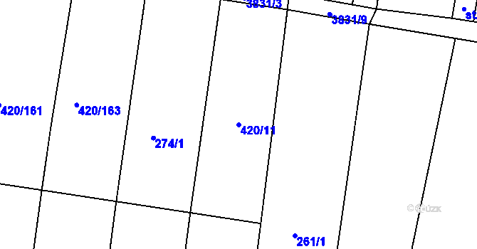 Parcela st. 420/11 v KÚ Řevničov, Katastrální mapa