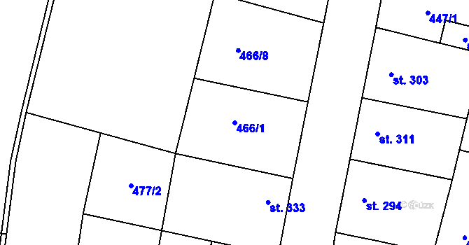 Parcela st. 466/1 v KÚ Řevničov, Katastrální mapa