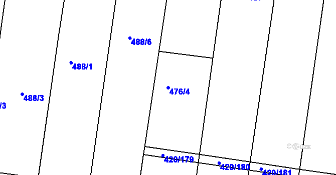Parcela st. 476/4 v KÚ Řevničov, Katastrální mapa