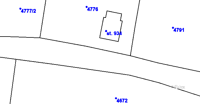 Parcela st. 749/42 v KÚ Řevničov, Katastrální mapa