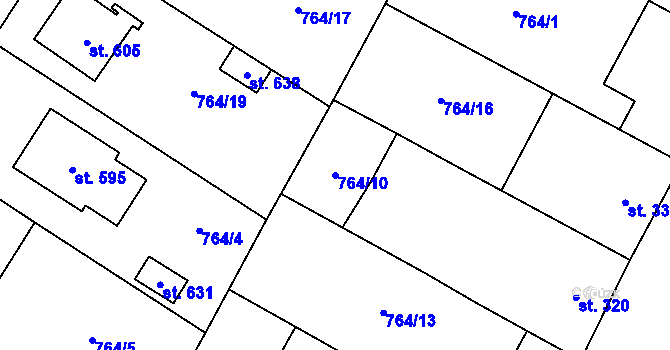 Parcela st. 764/10 v KÚ Řevničov, Katastrální mapa