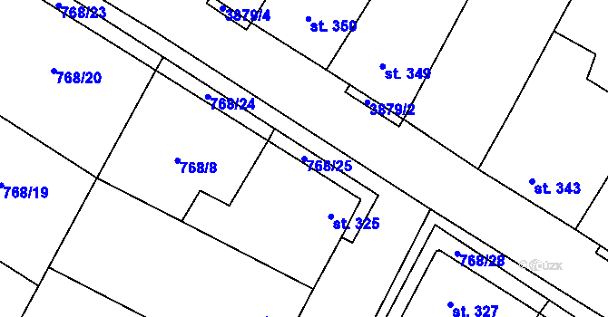 Parcela st. 768/25 v KÚ Řevničov, Katastrální mapa