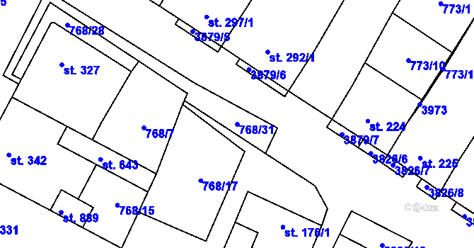 Parcela st. 768/31 v KÚ Řevničov, Katastrální mapa