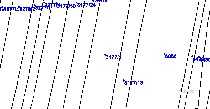 Parcela st. 3177/1 v KÚ Řevničov, Katastrální mapa
