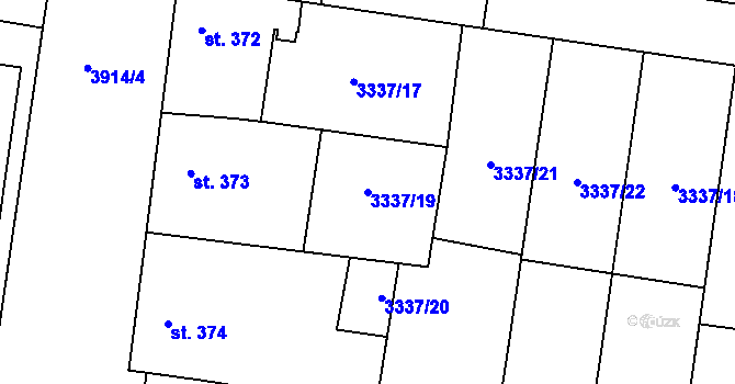 Parcela st. 3337/19 v KÚ Řevničov, Katastrální mapa