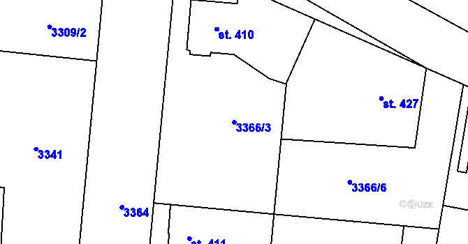 Parcela st. 3366/3 v KÚ Řevničov, Katastrální mapa
