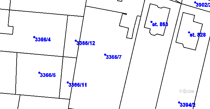 Parcela st. 3366/7 v KÚ Řevničov, Katastrální mapa