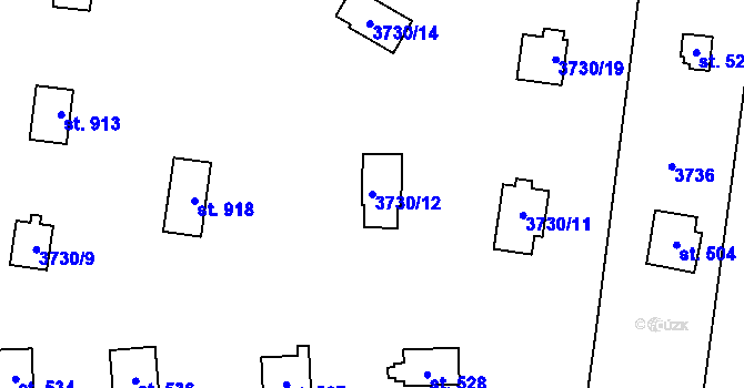 Parcela st. 3730/12 v KÚ Řevničov, Katastrální mapa
