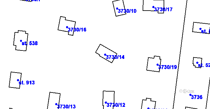 Parcela st. 3730/14 v KÚ Řevničov, Katastrální mapa