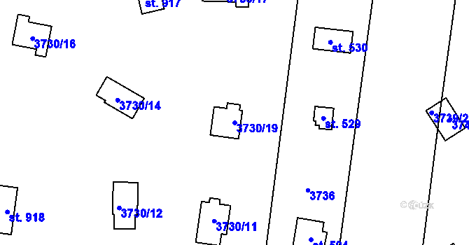 Parcela st. 3730/19 v KÚ Řevničov, Katastrální mapa