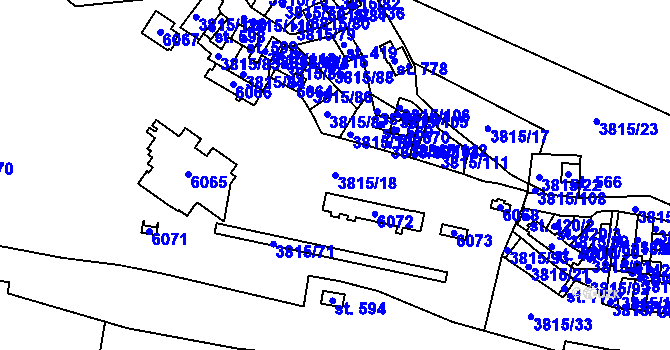 Parcela st. 3815/18 v KÚ Řevničov, Katastrální mapa