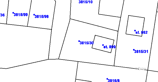 Parcela st. 3815/30 v KÚ Řevničov, Katastrální mapa