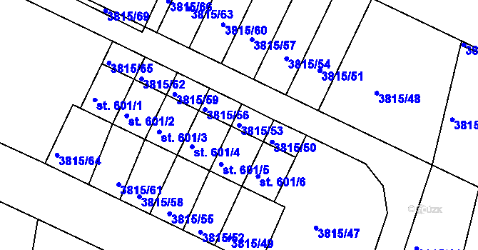 Parcela st. 3815/53 v KÚ Řevničov, Katastrální mapa