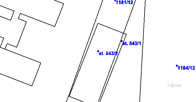 Parcela st. 543/2 v KÚ Řevničov, Katastrální mapa