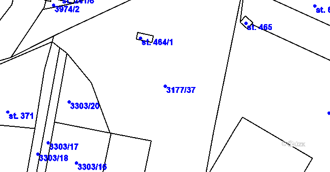 Parcela st. 3177/37 v KÚ Řevničov, Katastrální mapa
