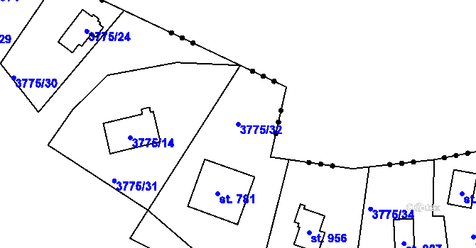 Parcela st. 3775/32 v KÚ Řevničov, Katastrální mapa