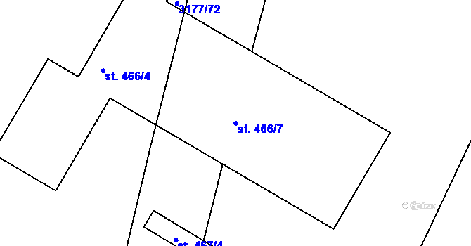 Parcela st. 466/7 v KÚ Řevničov, Katastrální mapa