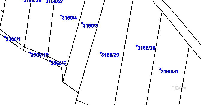Parcela st. 3160/29 v KÚ Řevničov, Katastrální mapa
