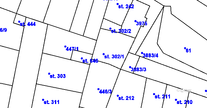 Parcela st. 302/1 v KÚ Řevničov, Katastrální mapa