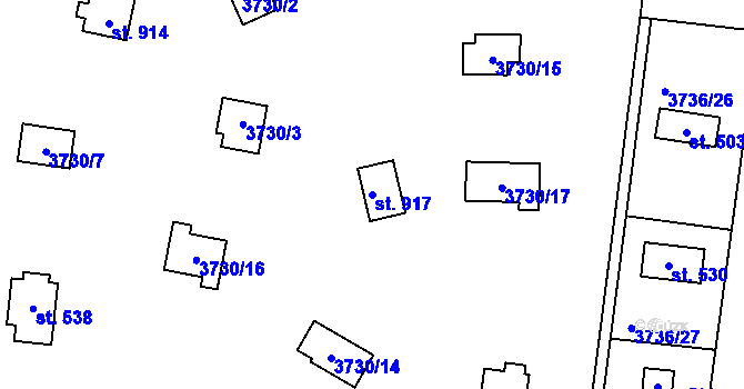 Parcela st. 917 v KÚ Řevničov, Katastrální mapa