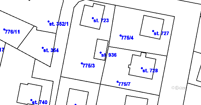 Parcela st. 936 v KÚ Řevničov, Katastrální mapa