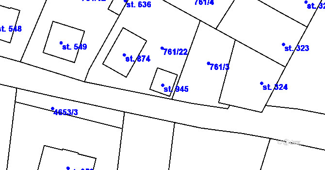 Parcela st. 945 v KÚ Řevničov, Katastrální mapa