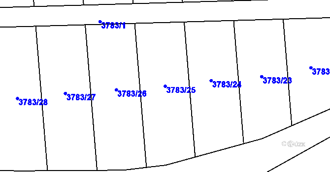 Parcela st. 3783/25 v KÚ Řevničov, Katastrální mapa