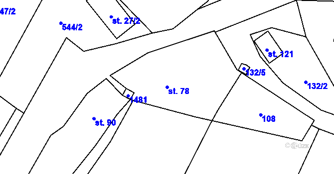 Parcela st. 78 v KÚ Řevnov, Katastrální mapa