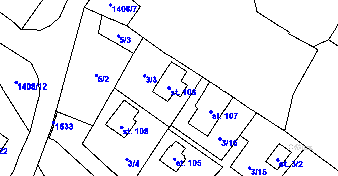 Parcela st. 106 v KÚ Řevnov, Katastrální mapa