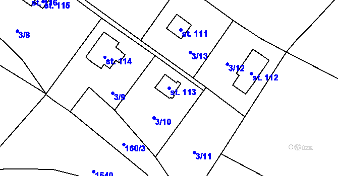 Parcela st. 113 v KÚ Řevnov, Katastrální mapa