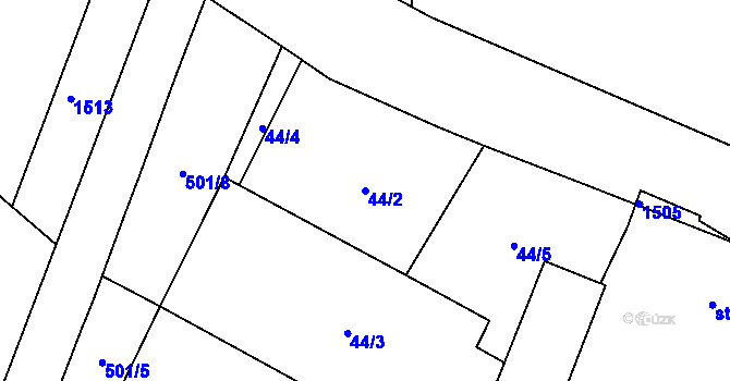Parcela st. 44/2 v KÚ Řevnov, Katastrální mapa