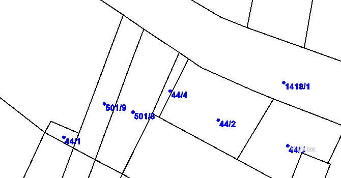 Parcela st. 44/4 v KÚ Řevnov, Katastrální mapa