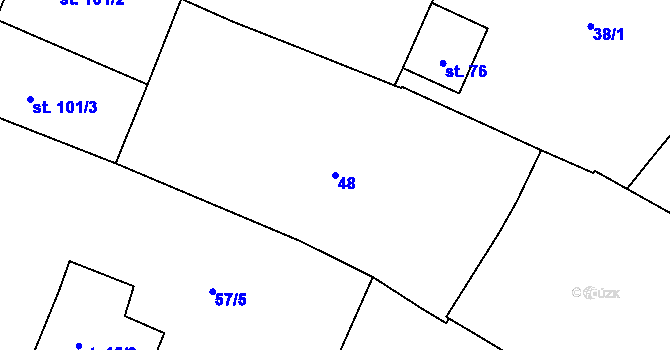 Parcela st. 48 v KÚ Řevnov, Katastrální mapa