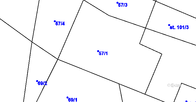 Parcela st. 57/1 v KÚ Řevnov, Katastrální mapa