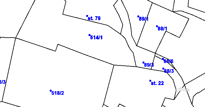 Parcela st. 89/2 v KÚ Řevnov, Katastrální mapa