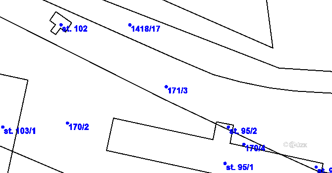 Parcela st. 171/3 v KÚ Řevnov, Katastrální mapa