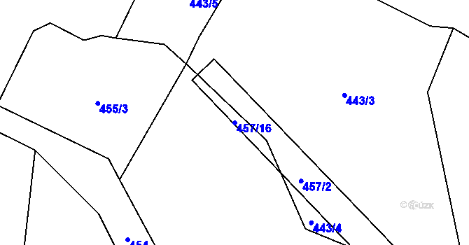 Parcela st. 457/16 v KÚ Řevnov, Katastrální mapa