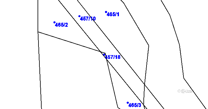 Parcela st. 457/18 v KÚ Řevnov, Katastrální mapa