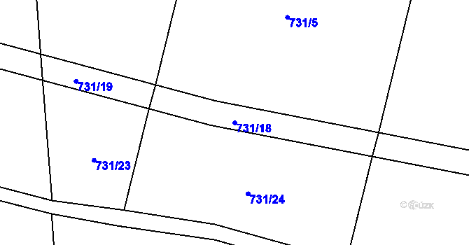 Parcela st. 731/18 v KÚ Řevnov, Katastrální mapa