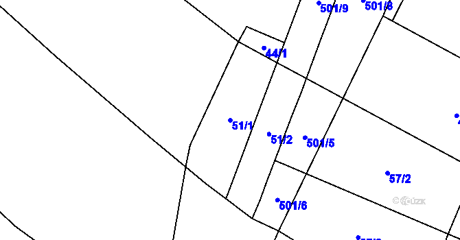 Parcela st. 51/1 v KÚ Řevnov, Katastrální mapa