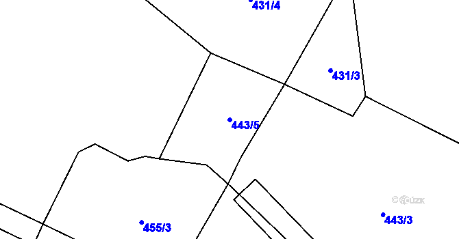 Parcela st. 443/5 v KÚ Řevnov, Katastrální mapa