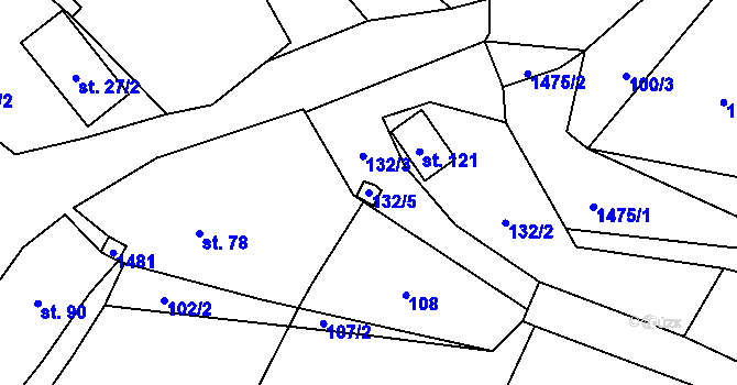 Parcela st. 132/5 v KÚ Řevnov, Katastrální mapa