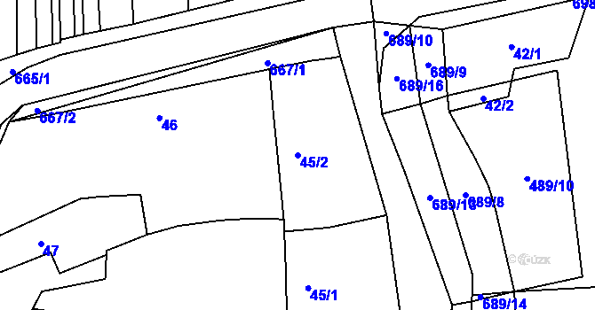Parcela st. 45/2 v KÚ Řeznovice, Katastrální mapa