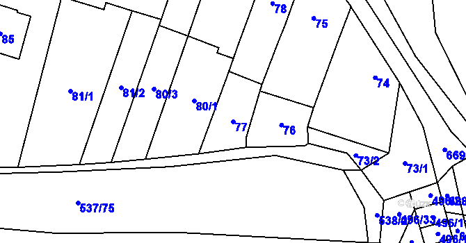 Parcela st. 77 v KÚ Řeznovice, Katastrální mapa