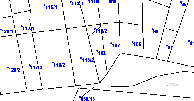 Parcela st. 112 v KÚ Řeznovice, Katastrální mapa