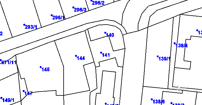 Parcela st. 141 v KÚ Řeznovice, Katastrální mapa