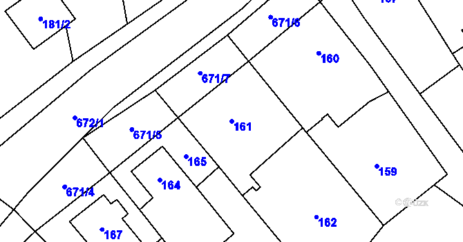 Parcela st. 161 v KÚ Řeznovice, Katastrální mapa